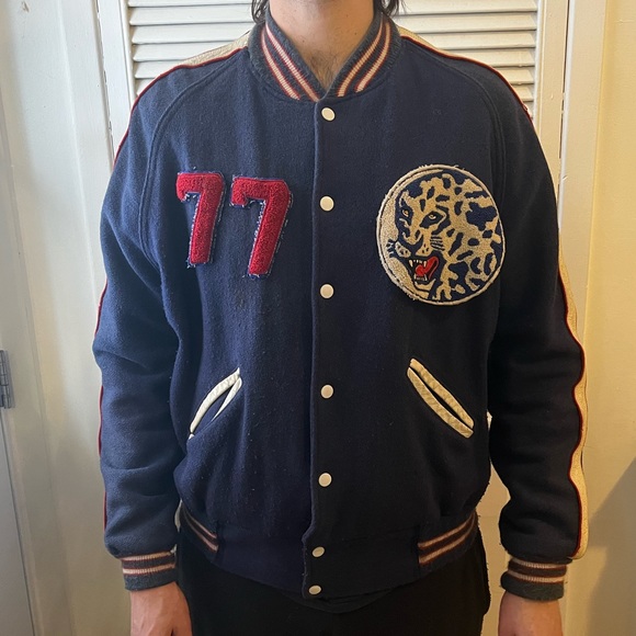 70’s blue bomber jacket with patches - Picture 1 of 6